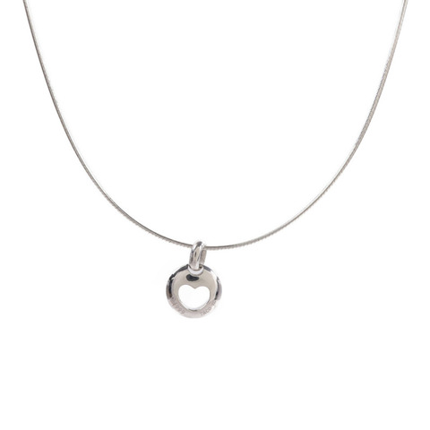 TIFFANY＆CO 925純銀Pierced Heart Wire Necklace項鍊