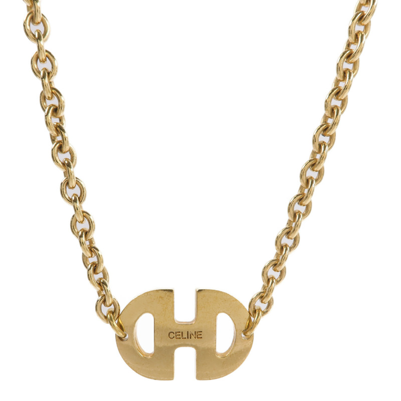 CELINE 金屬Vintage Logo Gold Chain Necklace項鍊-0
