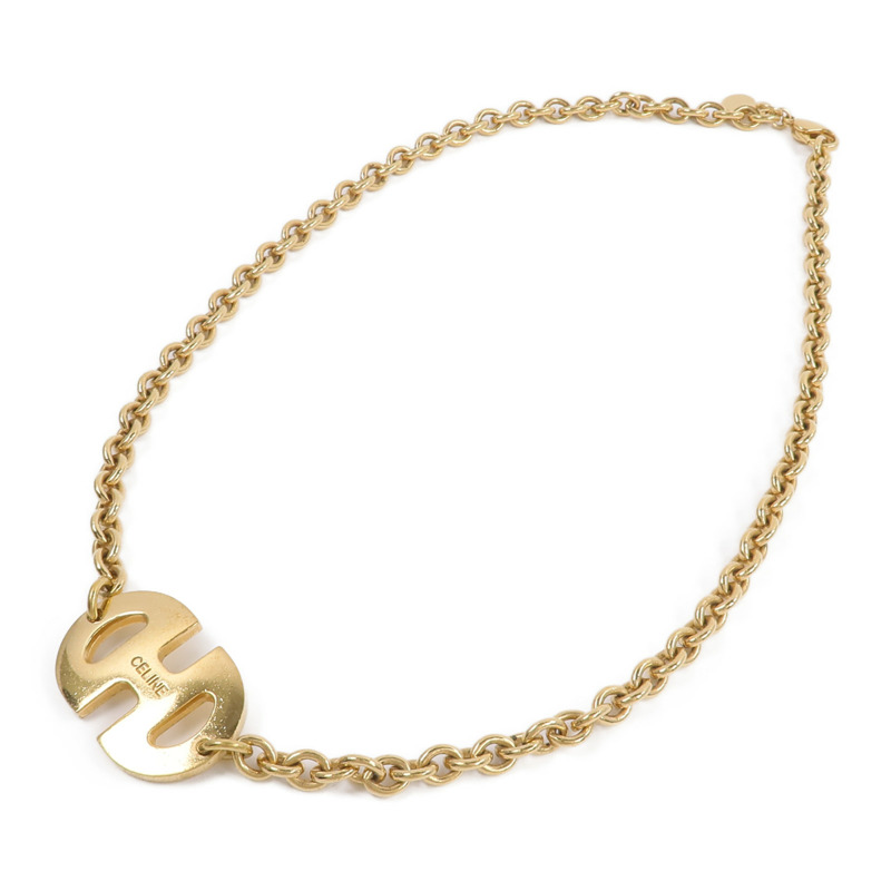 CELINE 金屬Vintage Logo Gold Chain Necklace項鍊-3