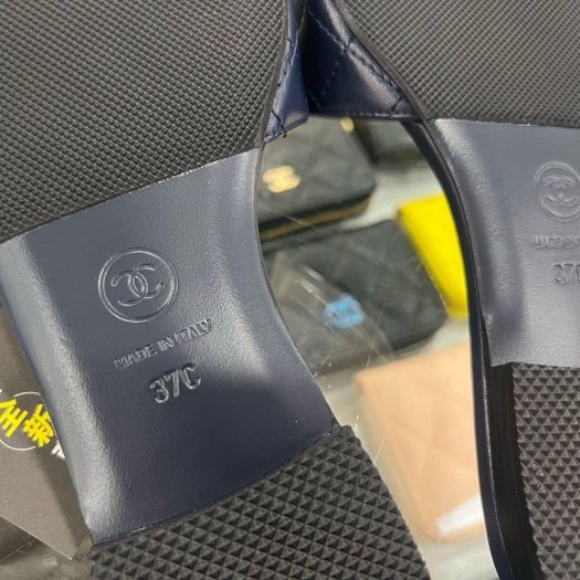 東區正精品㊣CHANEL G38232 全新香奈兒藍色全皮金雙C書包扣拖鞋 37號 RZ6467-7