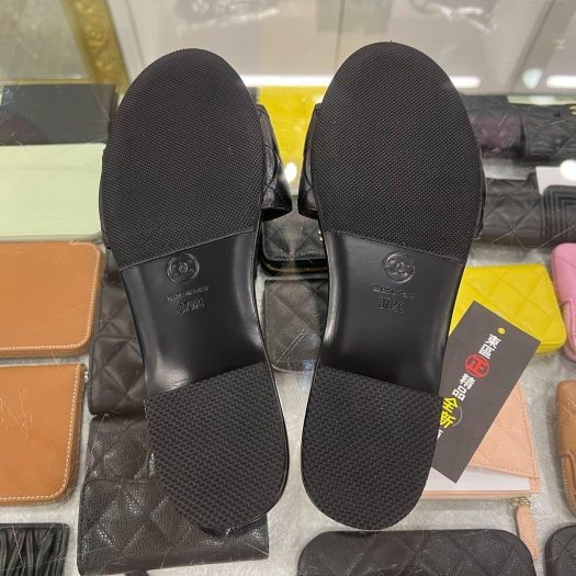東區正精品㊣CHANEL G39954全新未使用香奈兒黑色全皮19金雙C涼鞋拖鞋 37.5號 RZ6468-6