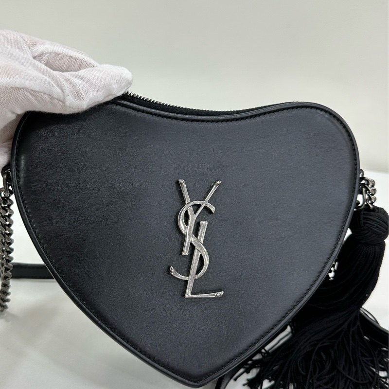 YSL/聖羅蘭 愛心流蘇黑色包-6