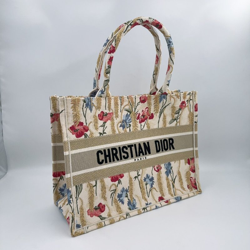 DIOR金色花穗緹花布中號BOOK TOTE托特包-1