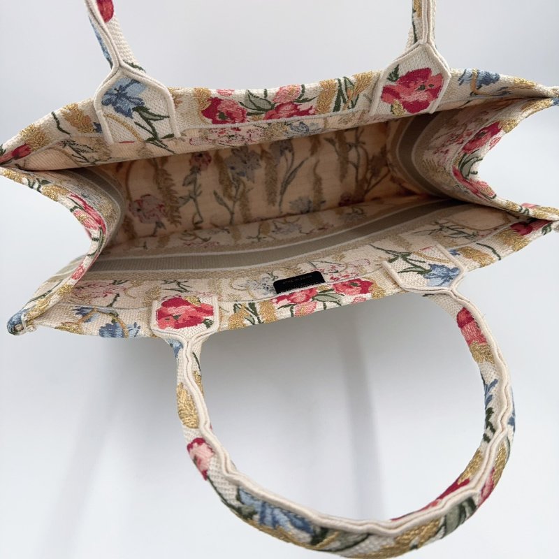 DIOR金色花穗緹花布中號BOOK TOTE托特包-5