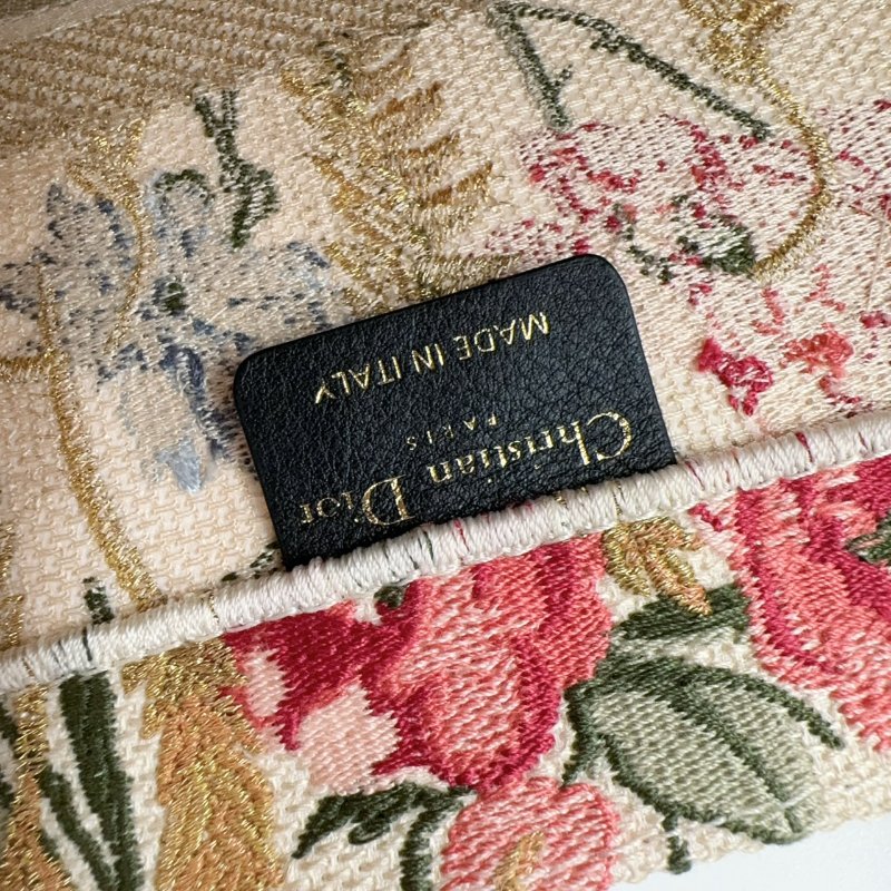 DIOR金色花穗緹花布中號BOOK TOTE托特包-6