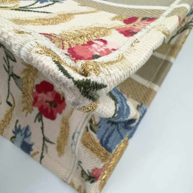 DIOR金色花穗緹花布中號BOOK TOTE托特包-7