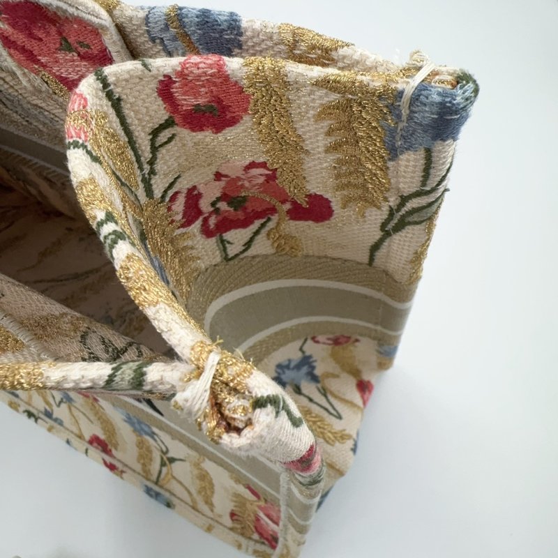 DIOR金色花穗緹花布中號BOOK TOTE托特包-12