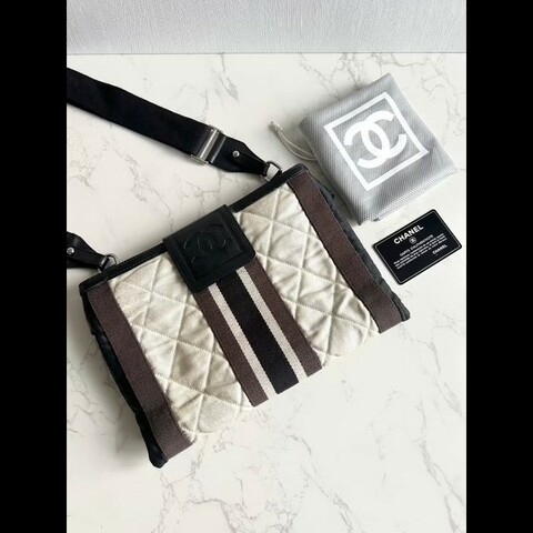 【LA LUNE】Chanel運動系列拼色斜背包 中古包 單肩包 側背包 二手包 古董包
