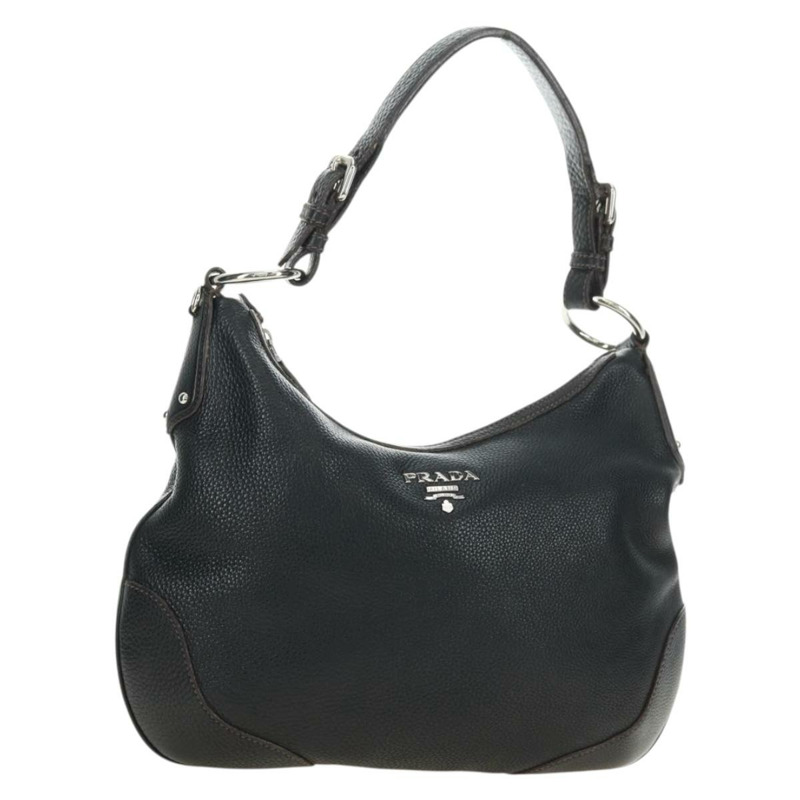 【日本直送】PRADA 黑色銀色皮革肩背包,正品編號 181414SAV-0