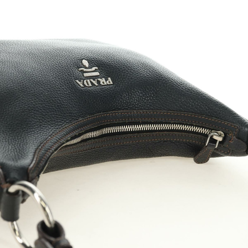 【日本直送】PRADA 黑色銀色皮革肩背包,正品編號 181414SAV-5