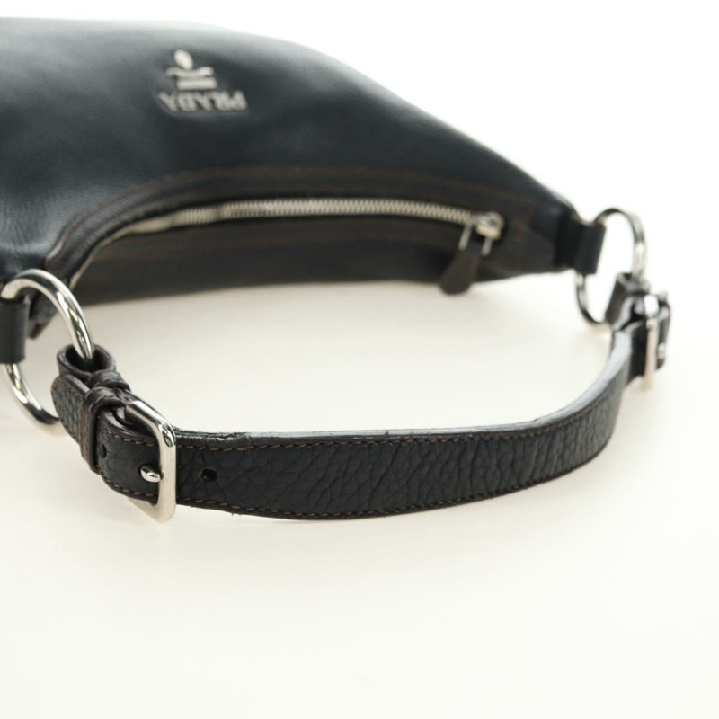 【日本直送】PRADA 黑色銀色皮革肩背包,正品編號 181414SAV-6