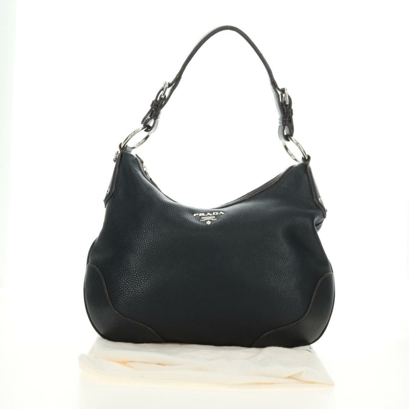 【日本直送】PRADA 黑色銀色皮革肩背包,正品編號 181414SAV-11