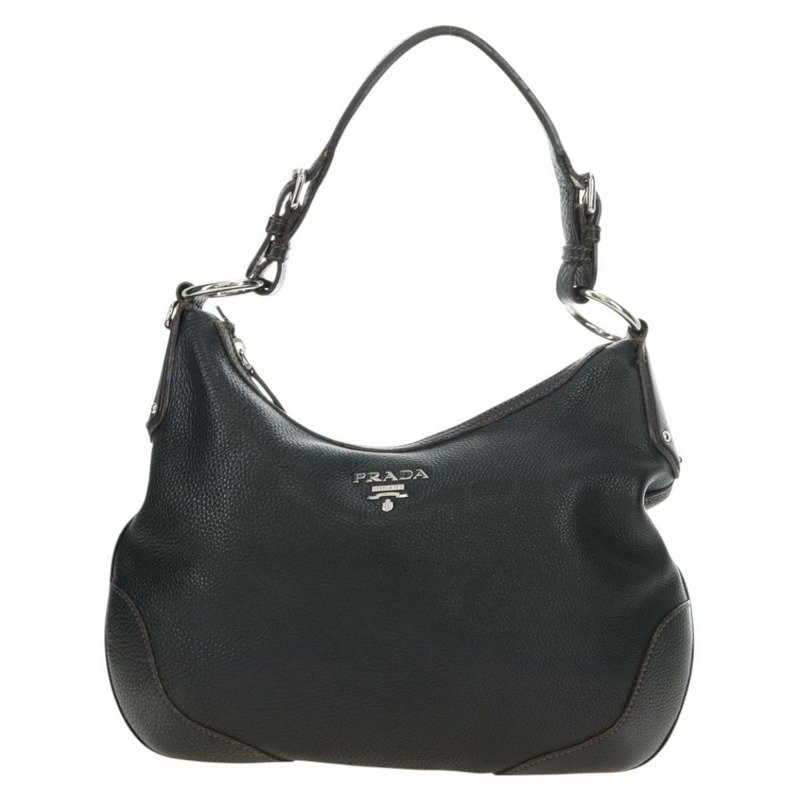 【日本直送】PRADA 黑色銀色皮革肩背包,正品編號 181414SAV-12