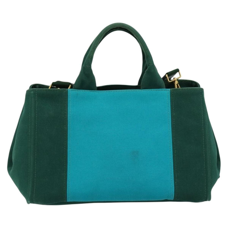【日本直送】PRADA Kanapa MM 手提包 牛仔布 兩用 綠松石藍 金色 正品 181523A-1