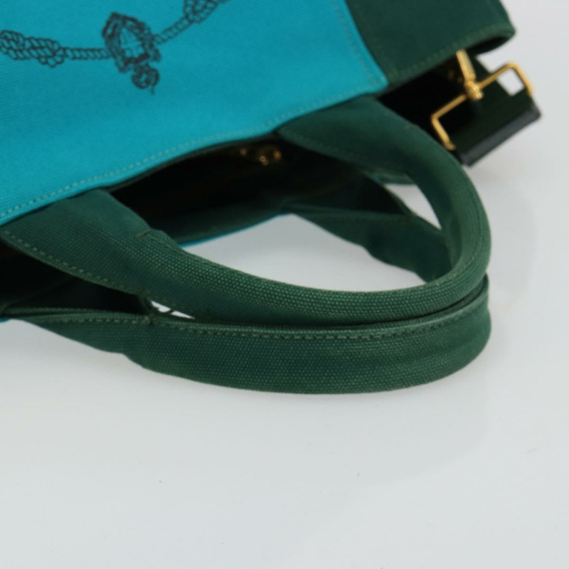 【日本直送】PRADA Kanapa MM 手提包 牛仔布 兩用 綠松石藍 金色 正品 181523A-5