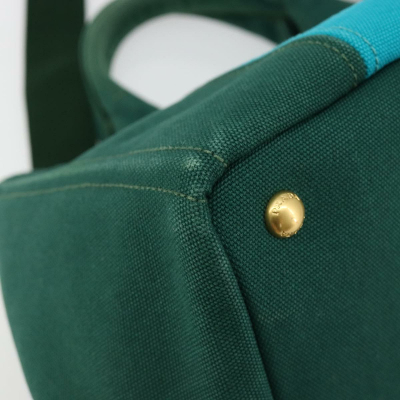【日本直送】PRADA Kanapa MM 手提包 牛仔布 兩用 綠松石藍 金色 正品 181523A-17