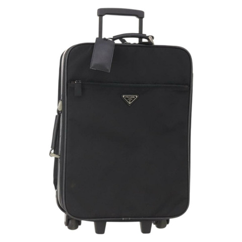 PRADA 黑色銀色尼龍手提箱 Auth 181553A