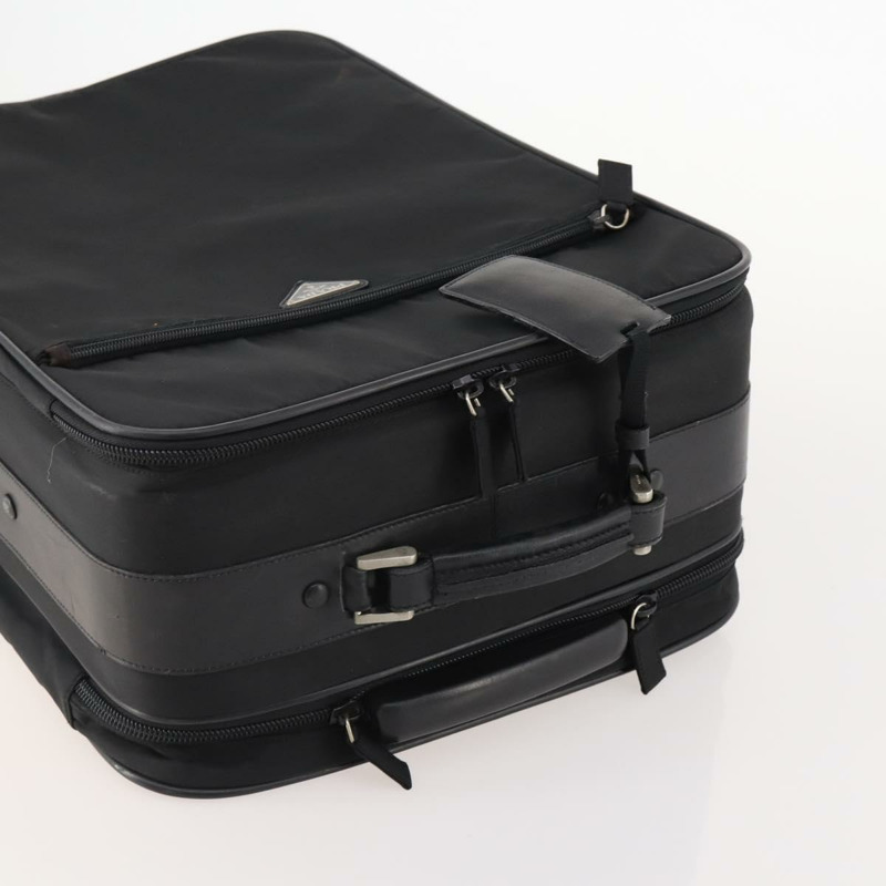 【日本直送】PRADA 黑色銀色尼龍手提箱 Auth 181553A-6