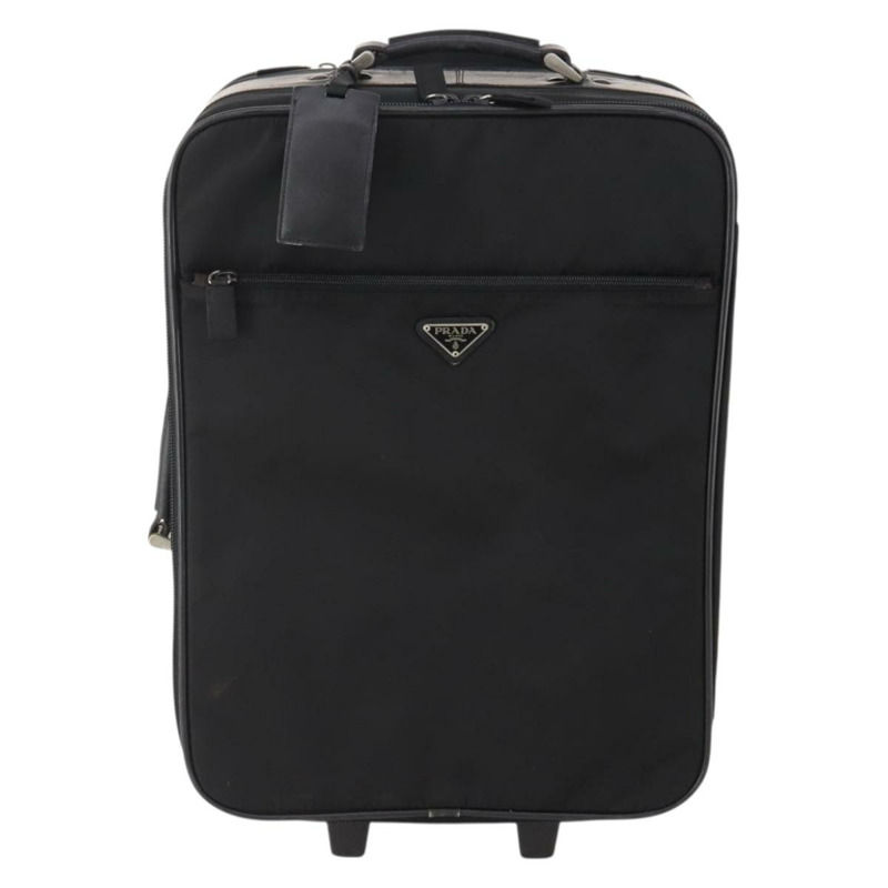 【日本直送】PRADA 黑色銀色尼龍手提箱 Auth 181553A-12