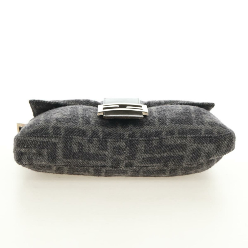 【日本直送】FENDI Zucca 帆布 Mamma Baguette 肩背包 羊毛 灰色 銀色 正品 yk20376SAV-4