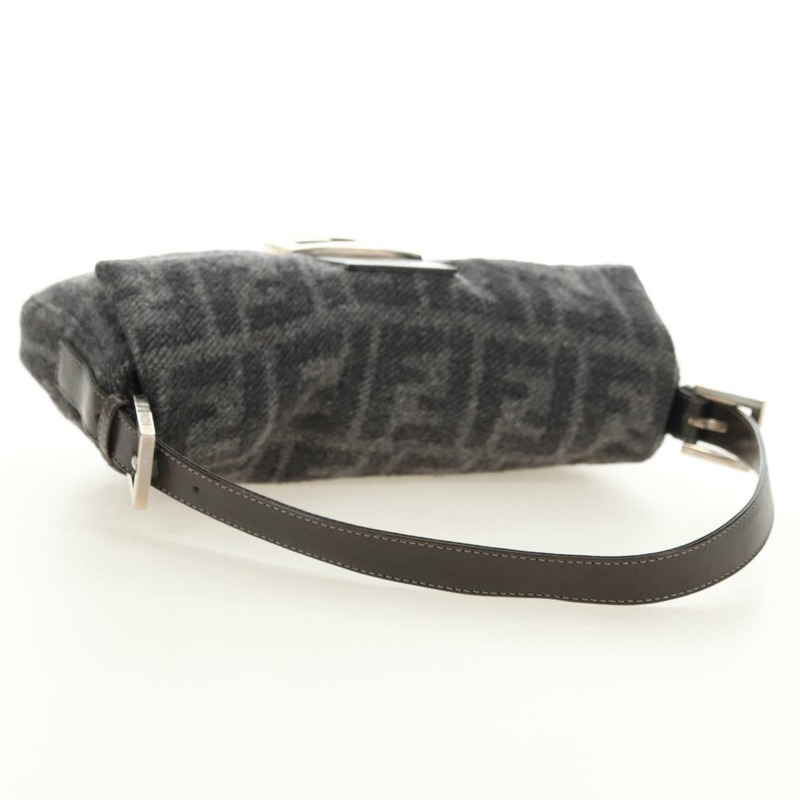 【日本直送】FENDI Zucca 帆布 Mamma Baguette 肩背包 羊毛 灰色 銀色 正品 yk20376SAV-6