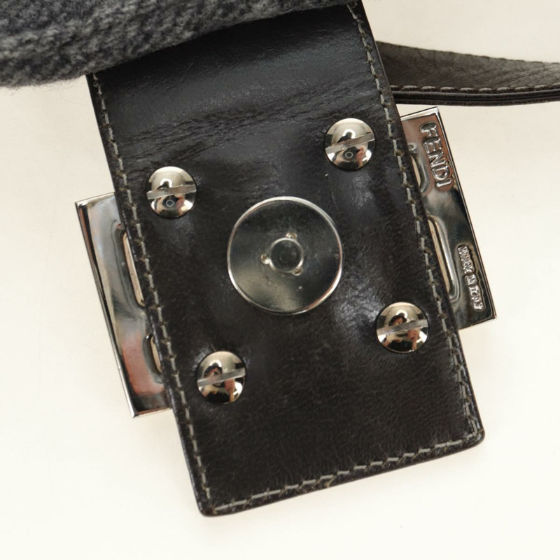 【日本直送】FENDI Zucca 帆布 Mamma Baguette 肩背包 羊毛 灰色 銀色 正品 yk20376SAV-8