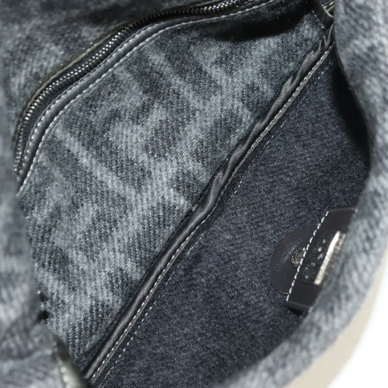 【日本直送】FENDI Zucca 帆布 Mamma Baguette 肩背包 羊毛 灰色 銀色 正品 yk20376SAV-9