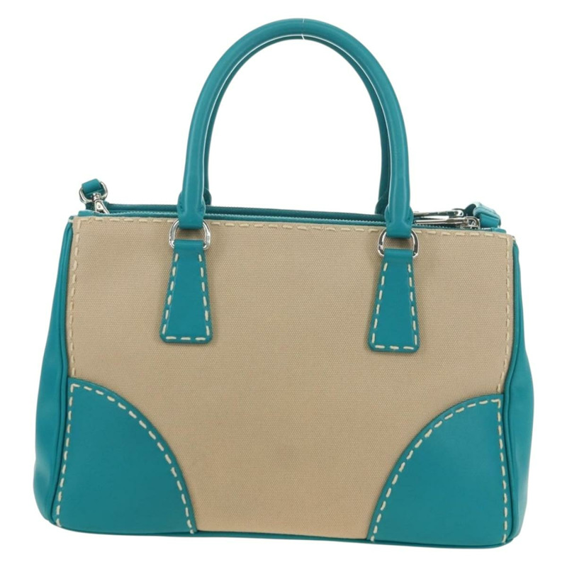 【日本直送】PRADA Galleria 手提包 皮革 兩用 藍色 銀色 正品 yk20397SAM-1