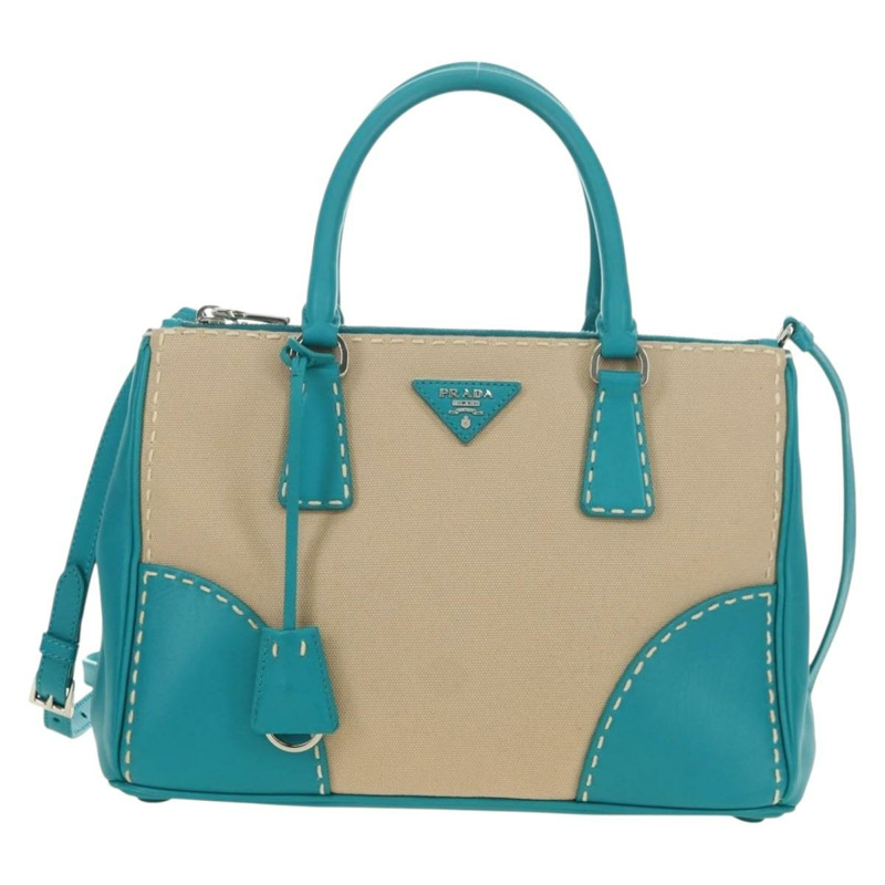 【日本直送】PRADA Galleria 手提包 皮革 兩用 藍色 銀色 正品 yk20397SAM-12