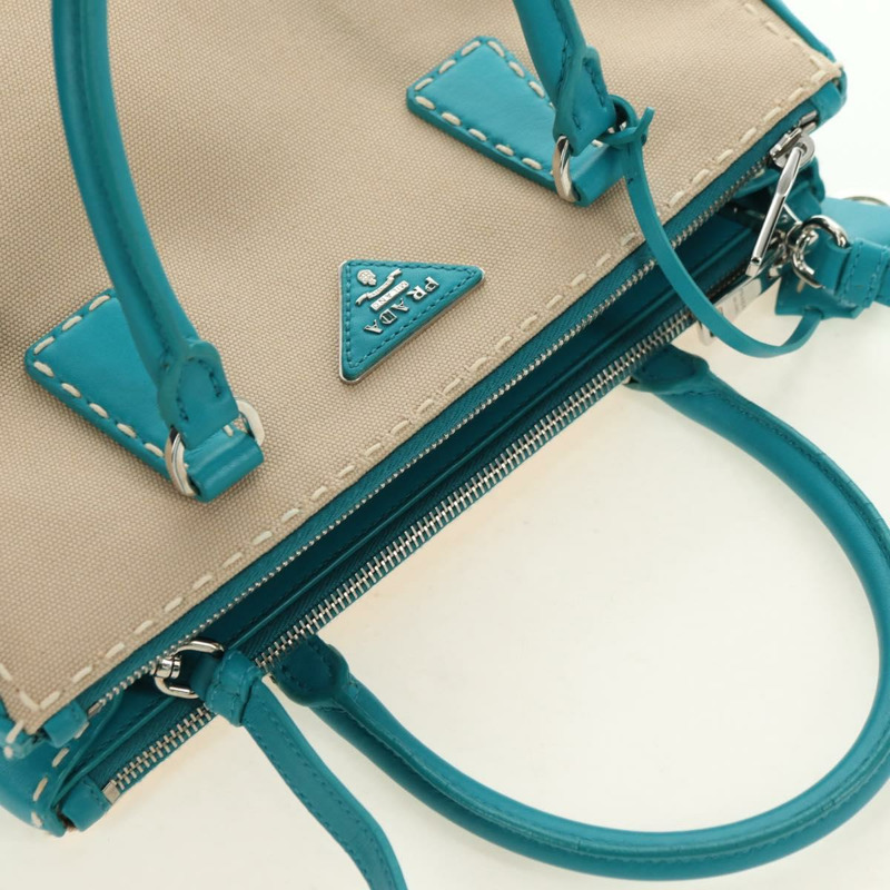 【日本直送】PRADA Galleria 手提包 皮革 兩用 藍色 銀色 正品 yk20397SAM-13