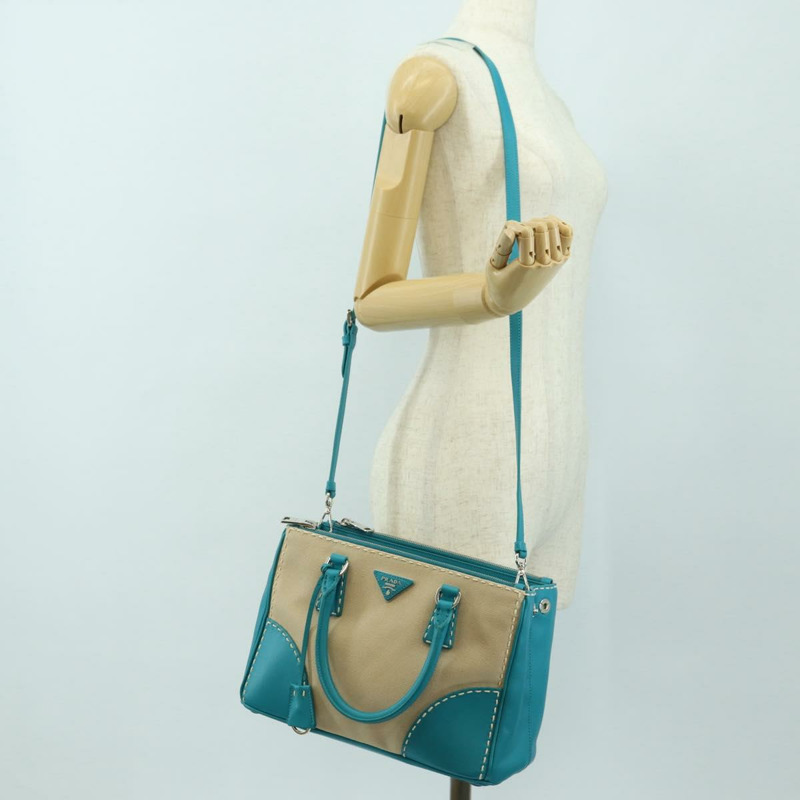 【日本直送】PRADA Galleria 手提包 皮革 兩用 藍色 銀色 正品 yk20397SAM-26