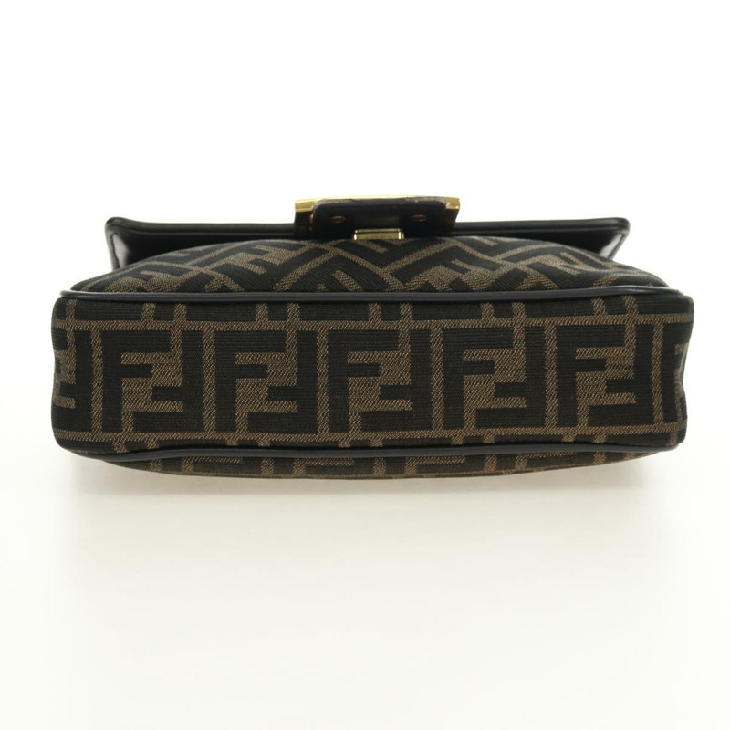 【日本直送】FENDI Zucca帆布法國鏈條中單肩包 黑色棕色 正品 yk20400SAM-4