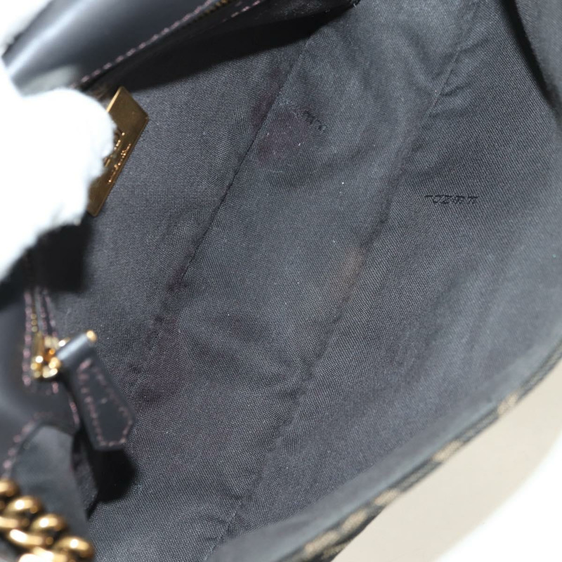 【日本直送】FENDI Zucca帆布法國鏈條中單肩包 黑色棕色 正品 yk20400SAM-10