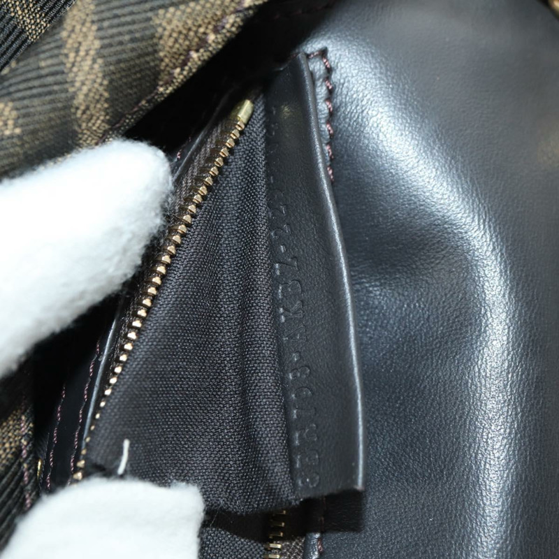 【日本直送】FENDI Zucca帆布法國鏈條中單肩包 黑色棕色 正品 yk20400SAM-11