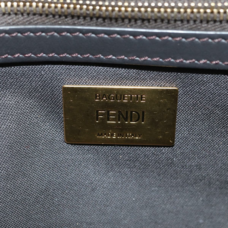 【日本直送】FENDI Zucca帆布法國鏈條中單肩包 黑色棕色 正品 yk20400SAM-20