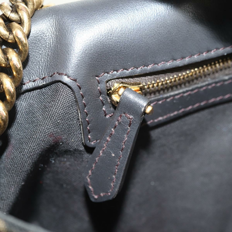 【日本直送】FENDI Zucca帆布法國鏈條中單肩包 黑色棕色 正品 yk20400SAM-23