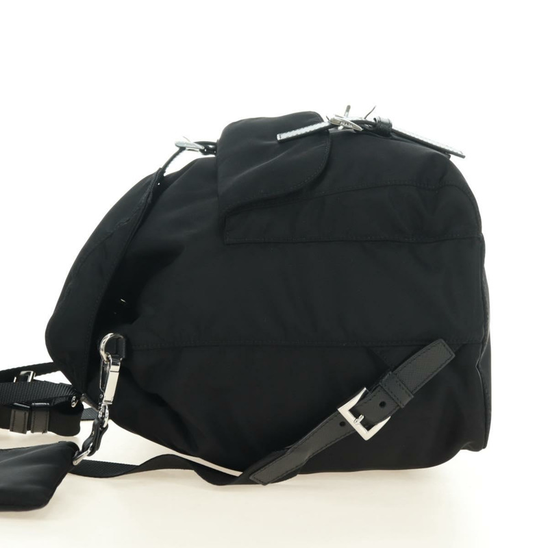 【日本直送】PRADA 尼龍雙肩包 黑色 銀色 1BZ811 正品 yk20393SAM-2