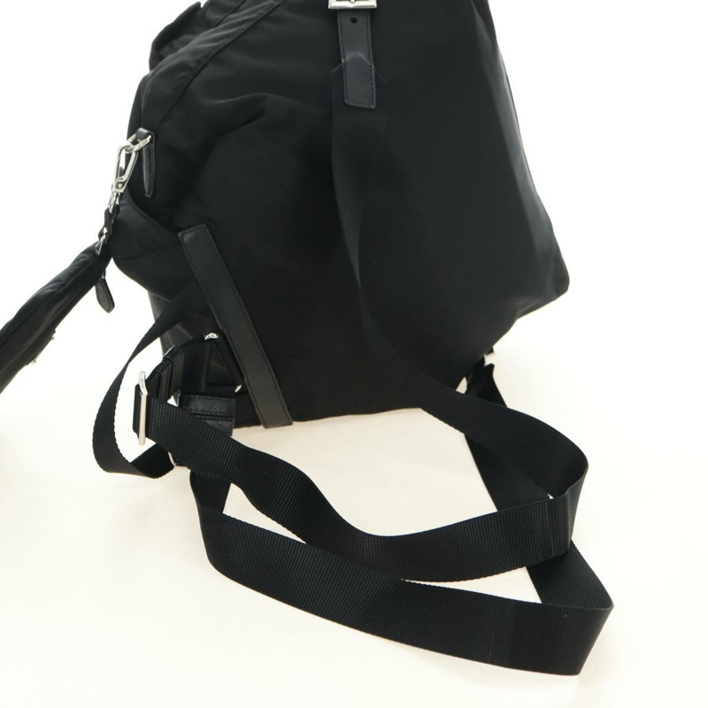 【日本直送】PRADA 尼龍雙肩包 黑色 銀色 1BZ811 正品 yk20393SAM-7