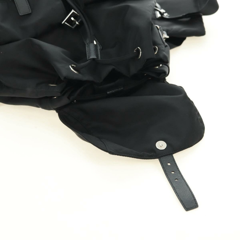 【日本直送】PRADA 尼龍雙肩包 黑色 銀色 1BZ811 正品 yk20393SAM-8