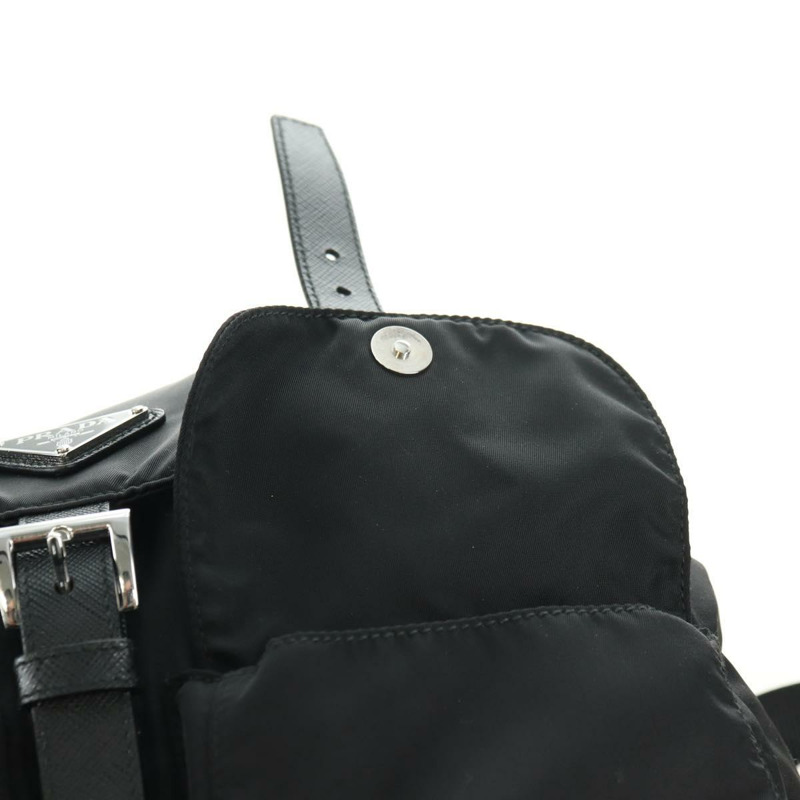 【日本直送】PRADA 尼龍雙肩包 黑色 銀色 1BZ811 正品 yk20393SAM-23