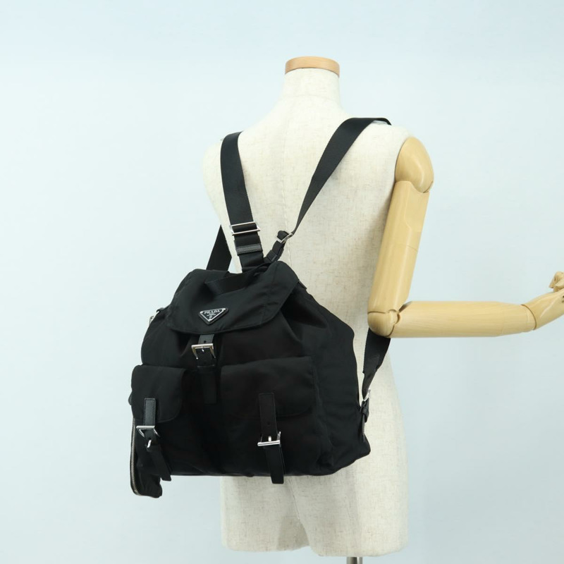 【日本直送】PRADA 尼龍雙肩包 黑色 銀色 1BZ811 正品 yk20393SAM-36