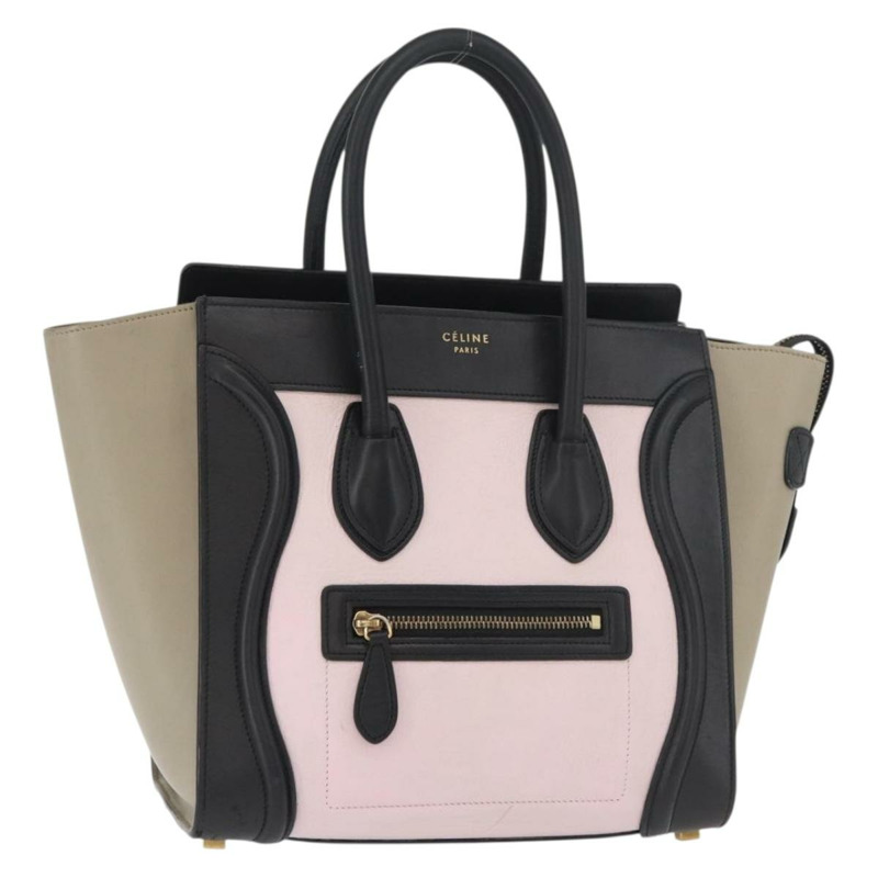 【日本直送】CELINE Luggage Mini Shopper 手提包 皮革 粉紅色 黑色 正品 am11689V-0