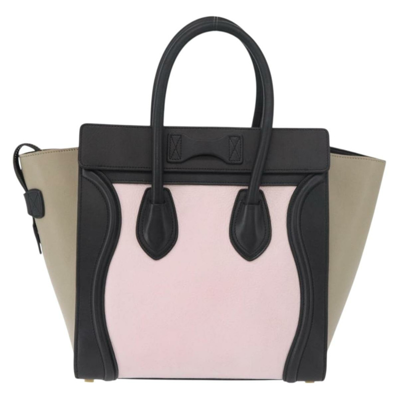【日本直送】CELINE Luggage Mini Shopper 手提包 皮革 粉紅色 黑色 正品 am11689V-1