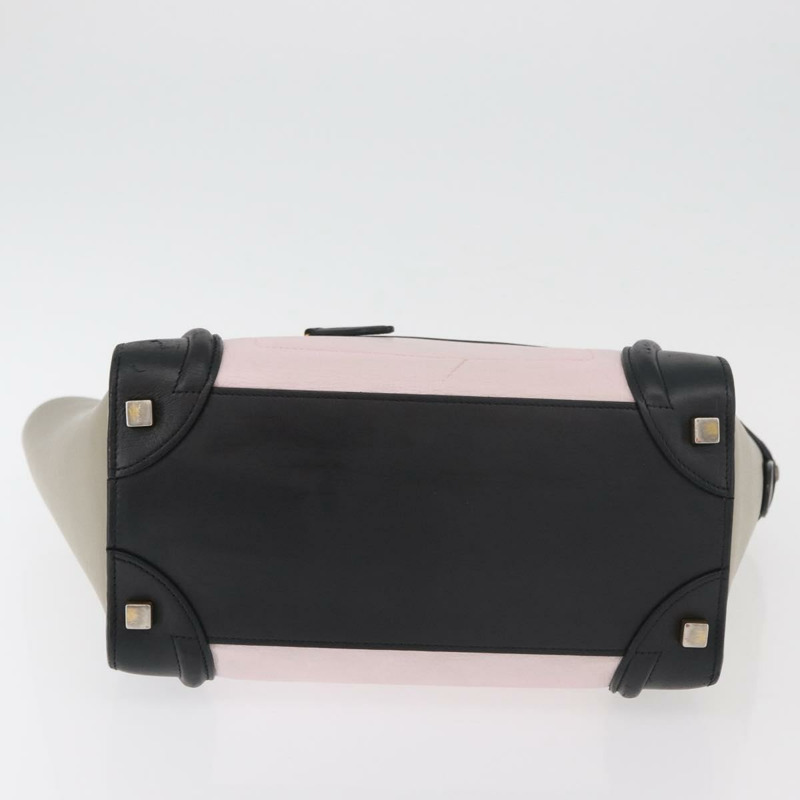 【日本直送】CELINE Luggage Mini Shopper 手提包 皮革 粉紅色 黑色 正品 am11689V-4