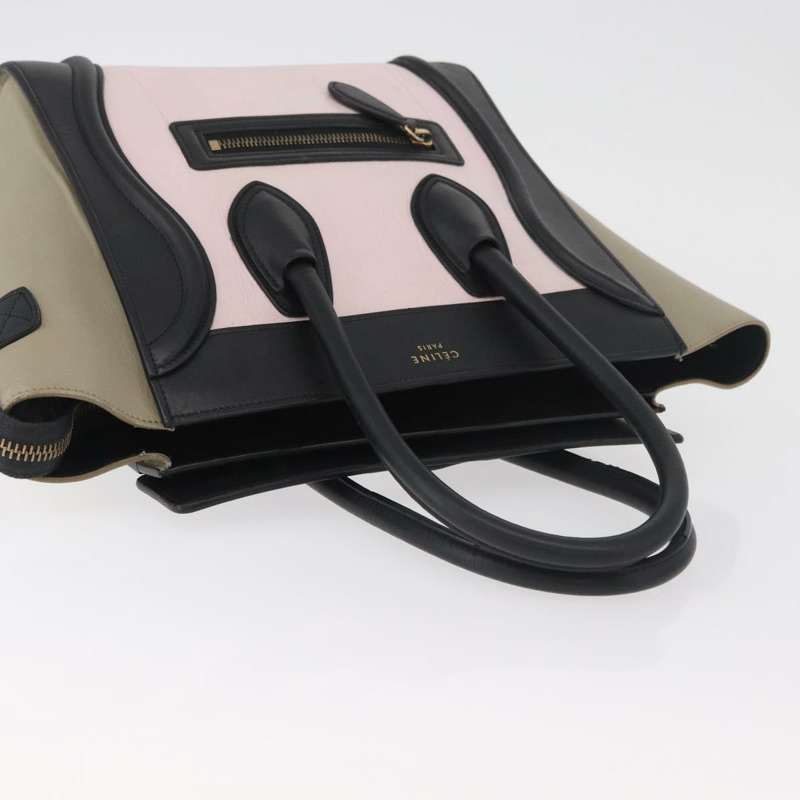 【日本直送】CELINE Luggage Mini Shopper 手提包 皮革 粉紅色 黑色 正品 am11689V-5