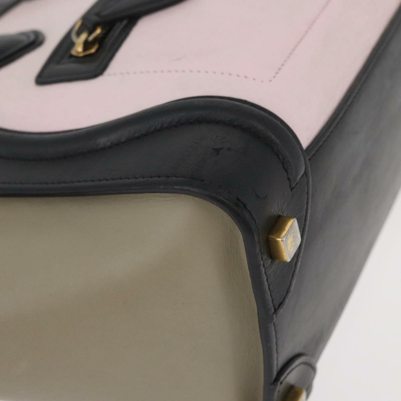 【日本直送】CELINE Luggage Mini Shopper 手提包 皮革 粉紅色 黑色 正品 am11689V-7