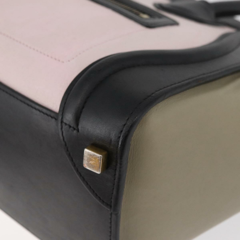 【日本直送】CELINE Luggage Mini Shopper 手提包 皮革 粉紅色 黑色 正品 am11689V-14
