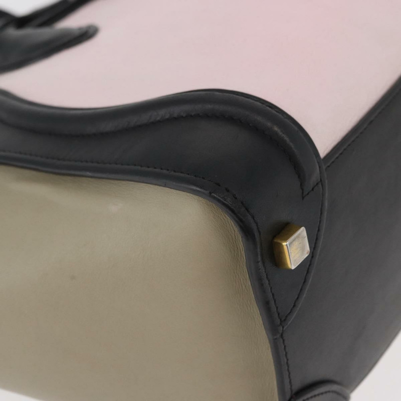 【日本直送】CELINE Luggage Mini Shopper 手提包 皮革 粉紅色 黑色 正品 am11689V-15