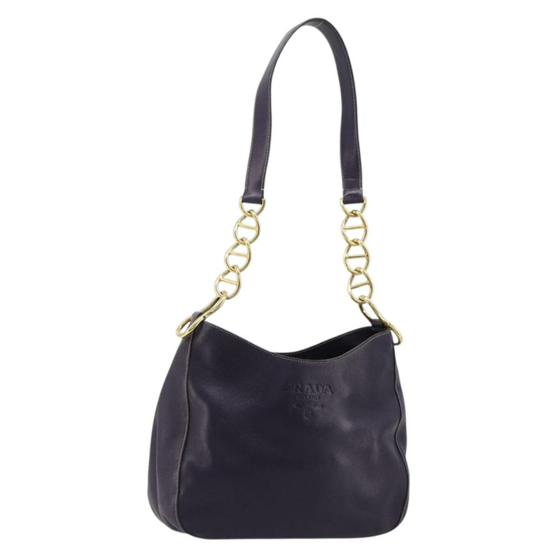 【日本直送】PRADA 鏈條單肩包 皮革 紫色 金色 正品 171280V-0