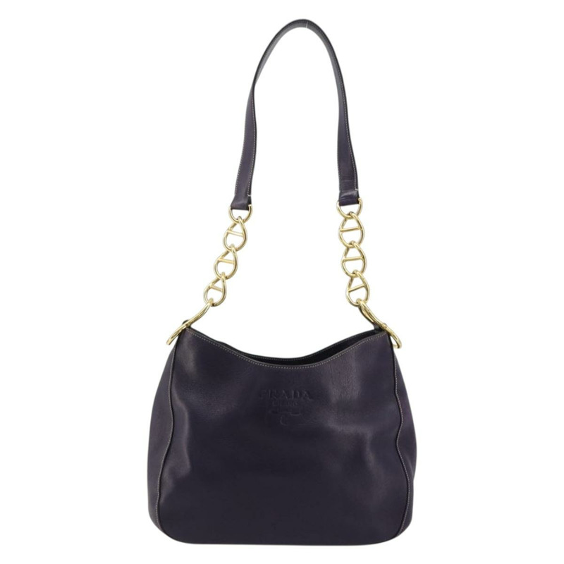 【日本直送】PRADA 鏈條單肩包 皮革 紫色 金色 正品 171280V-12